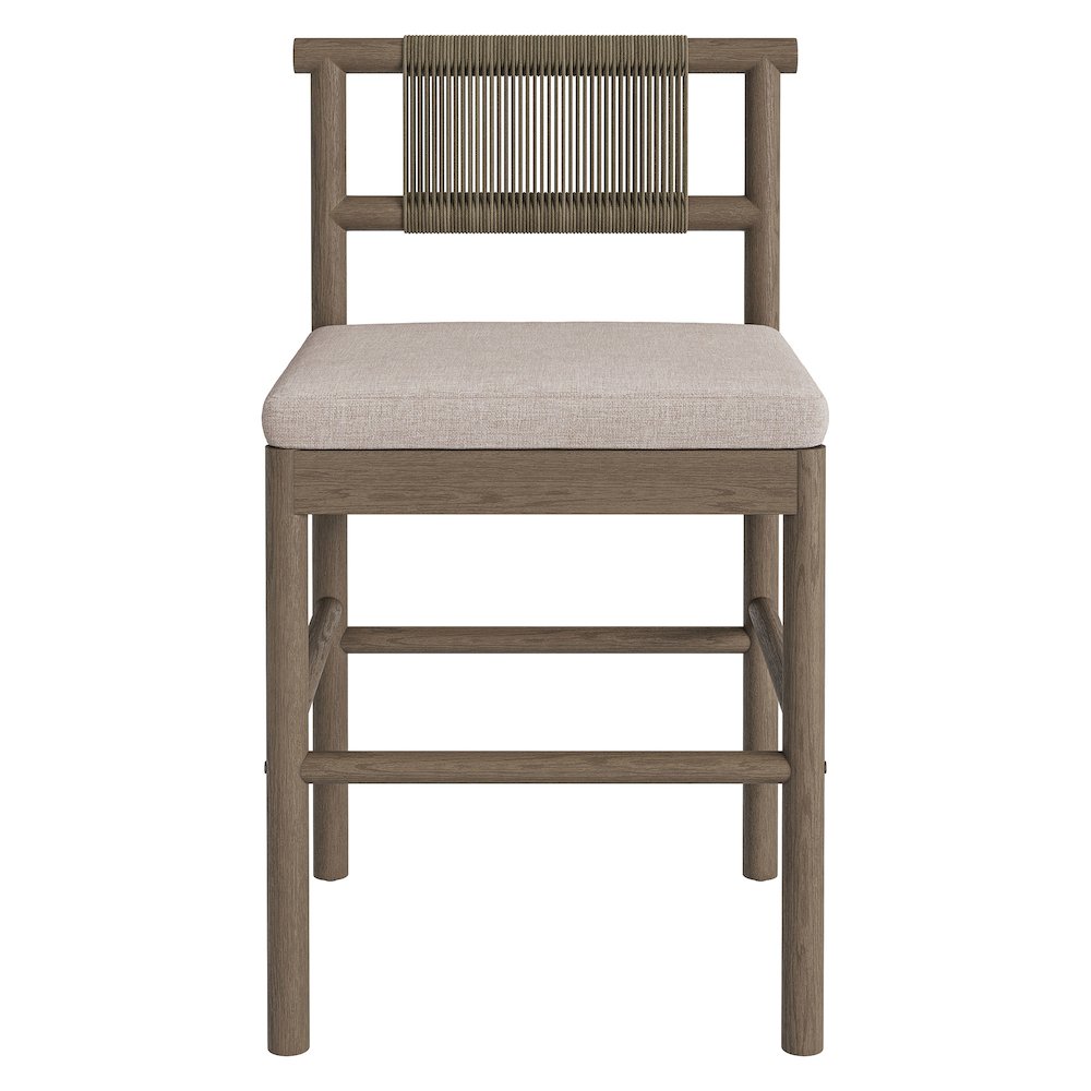 Eleni Outdoor Patio Teak Wood Counter Stools Set of 2. Picture 7