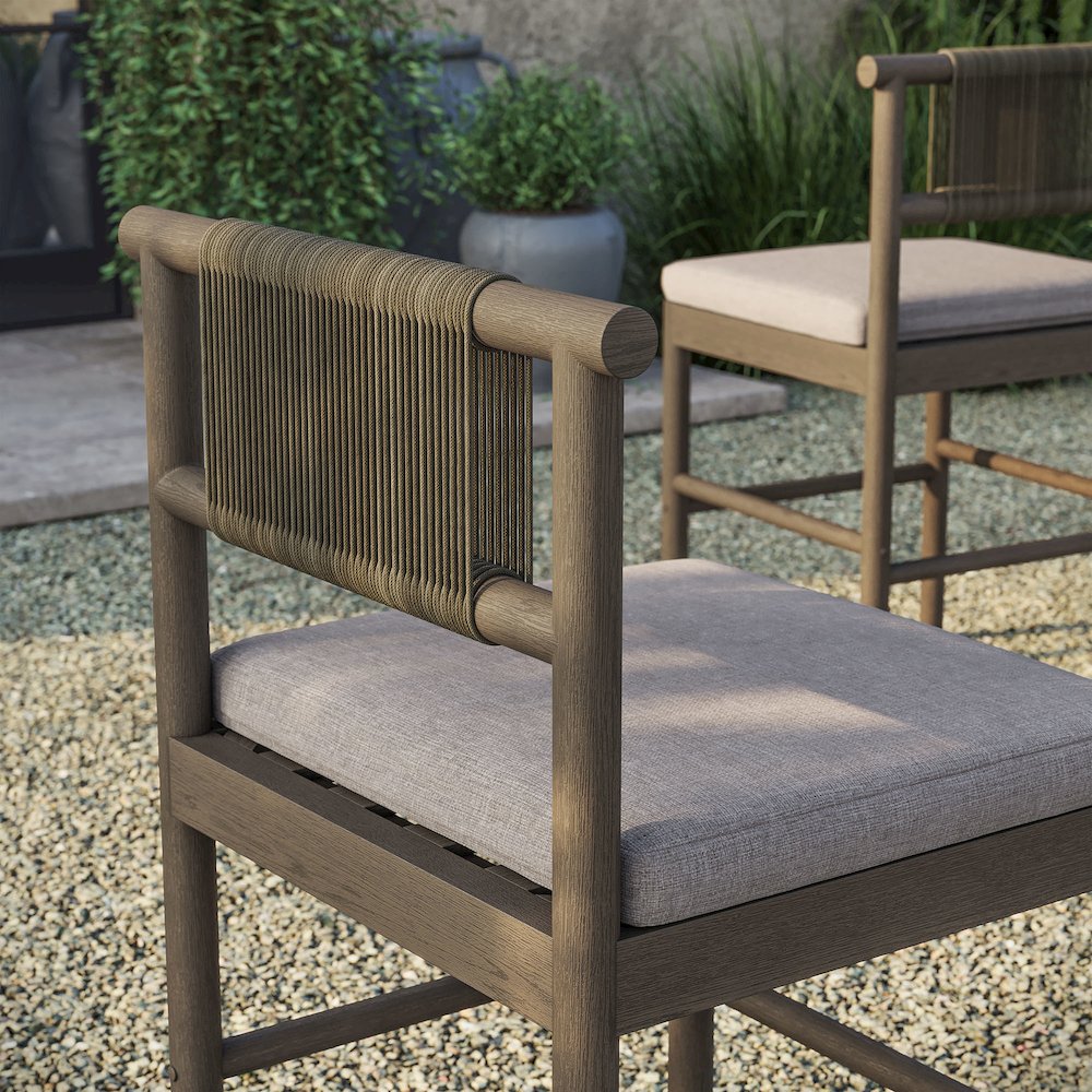 Eleni Outdoor Patio Teak Wood Counter Stools Set of 2. Picture 10