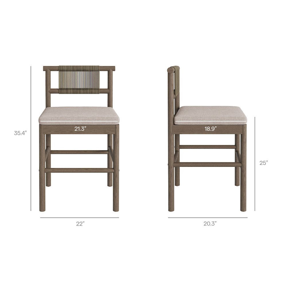Eleni Outdoor Patio Teak Wood Counter Stools Set of 2. Picture 3