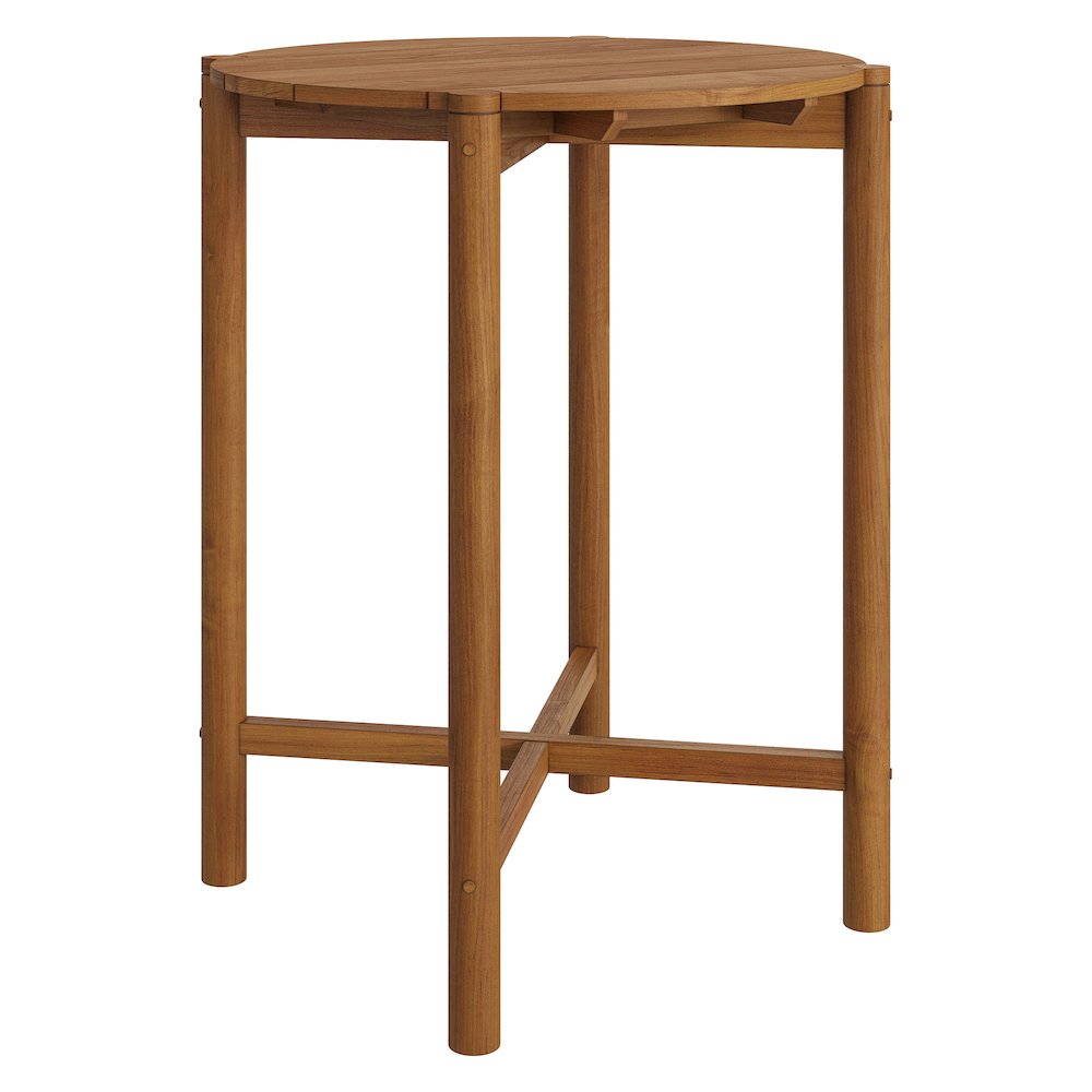Eleni Round 35 Inch Outdoor Patio Teak Wood Round Bar Table. Picture 1