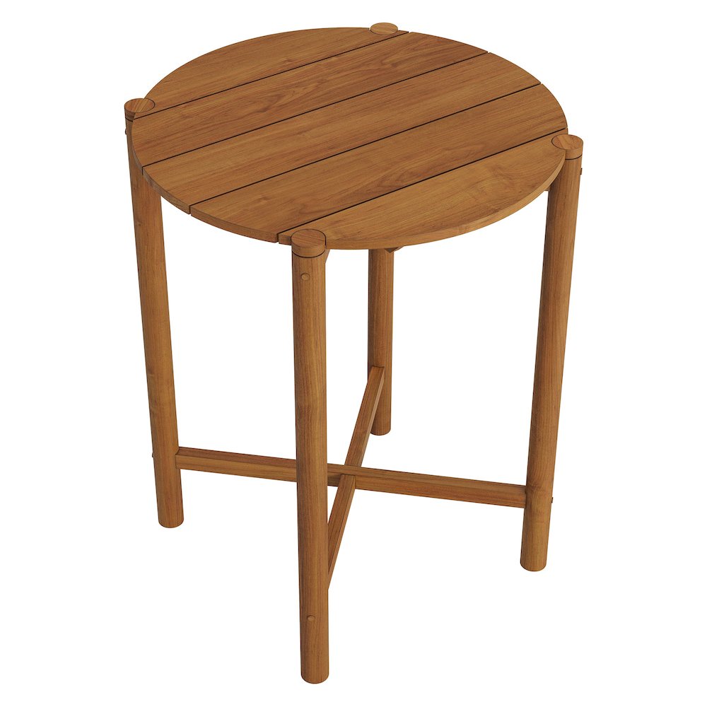 Eleni Round 35 Inch Outdoor Patio Teak Wood Round Bar Table. Picture 4