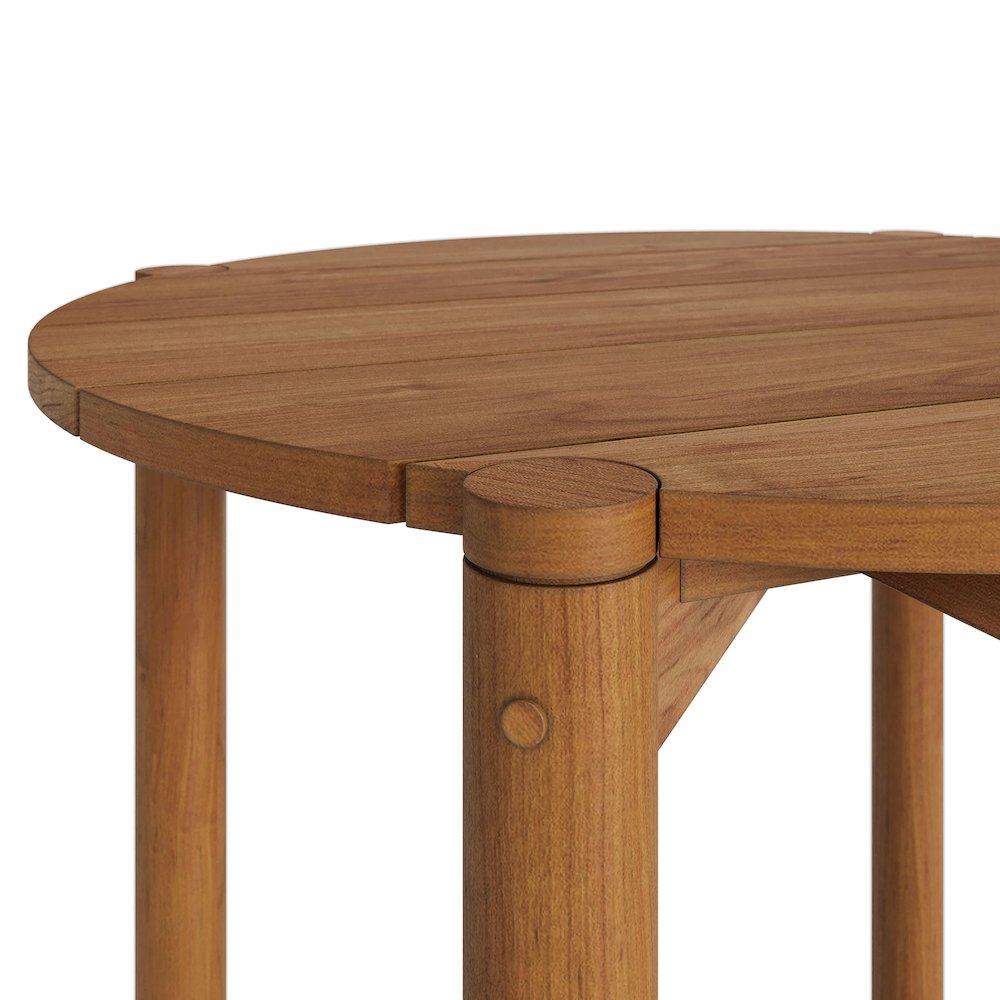 Eleni Round 35 Inch Outdoor Patio Teak Wood Round Bar Table. Picture 6