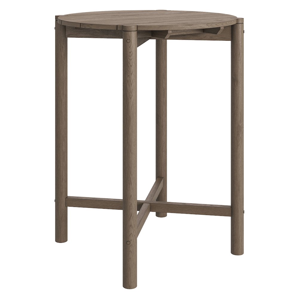 Eleni Round 35 Inch Outdoor Patio Teak Wood Round Bar Table. Picture 1