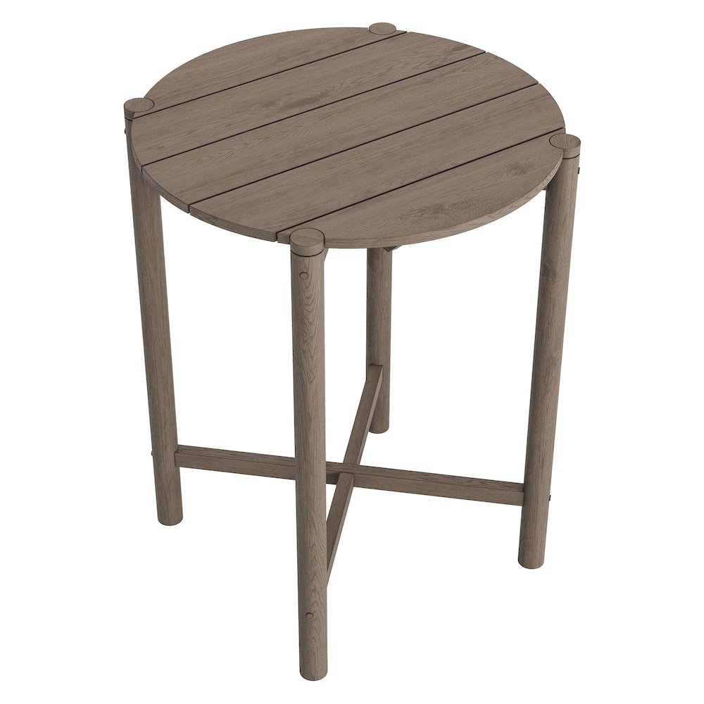 Eleni Round 35 Inch Outdoor Patio Teak Wood Round Bar Table. Picture 4