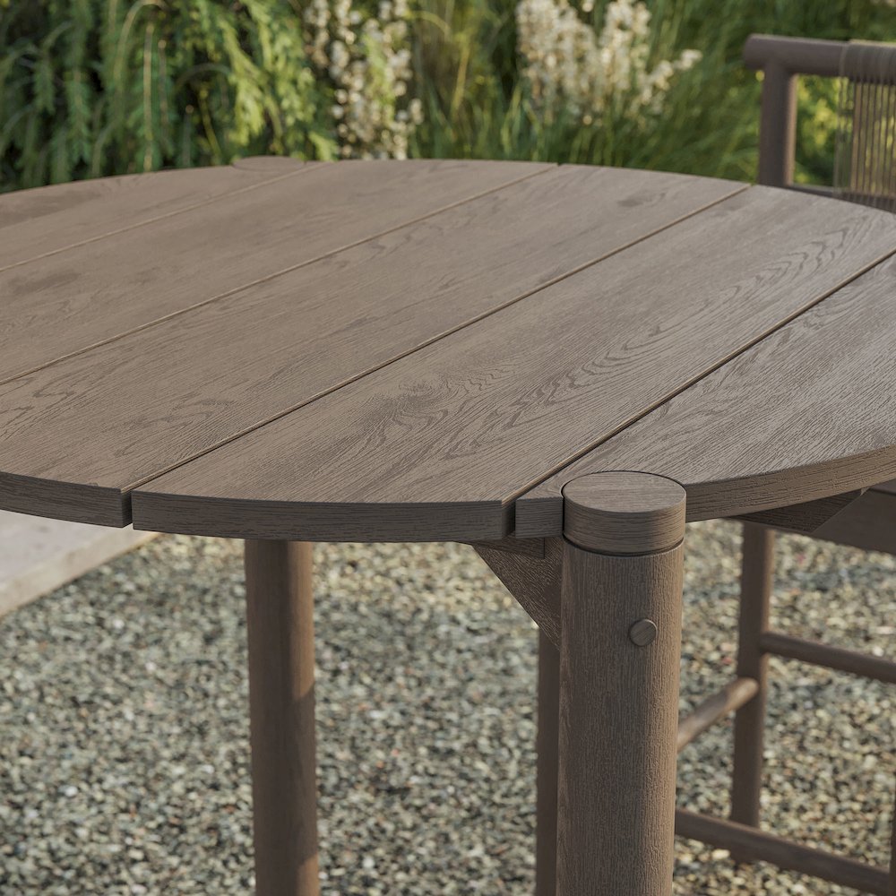 Eleni Round 35 Inch Outdoor Patio Teak Wood Round Bar Table. Picture 8