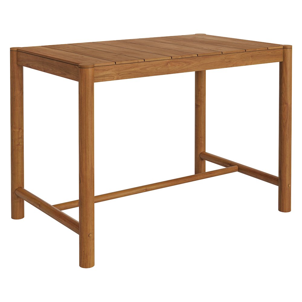 Eleni Rectangle 56-Inch Outdoor Patio Teak Wood Rectangular Bar Table. Picture 1