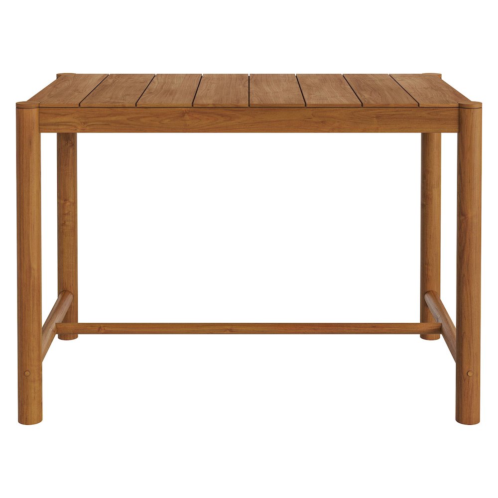 Eleni Rectangle 56-Inch Outdoor Patio Teak Wood Rectangular Bar Table. Picture 5