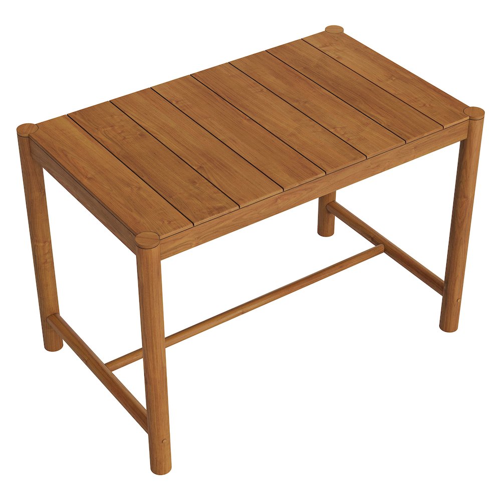 Eleni Rectangle 56-Inch Outdoor Patio Teak Wood Rectangular Bar Table. Picture 6