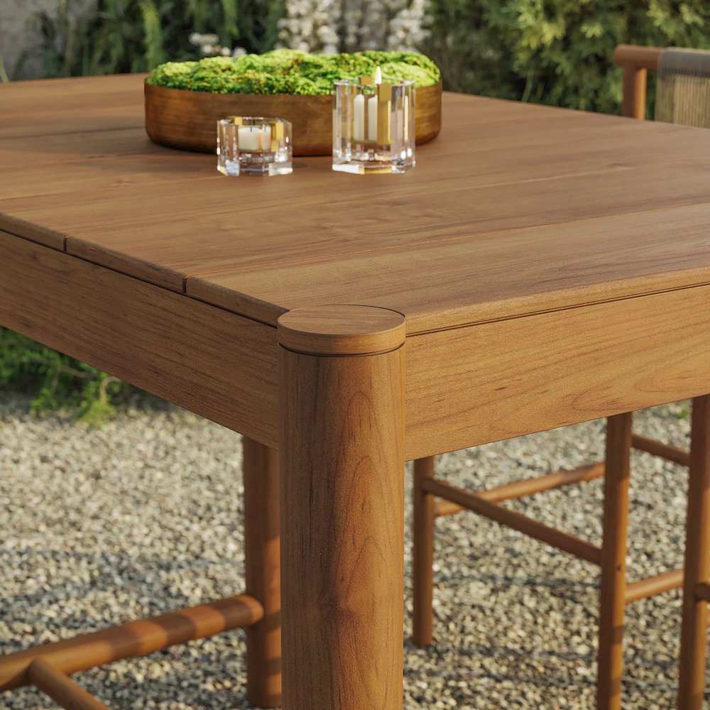 Eleni Rectangle 56-Inch Outdoor Patio Teak Wood Rectangular Bar Table. Picture 9