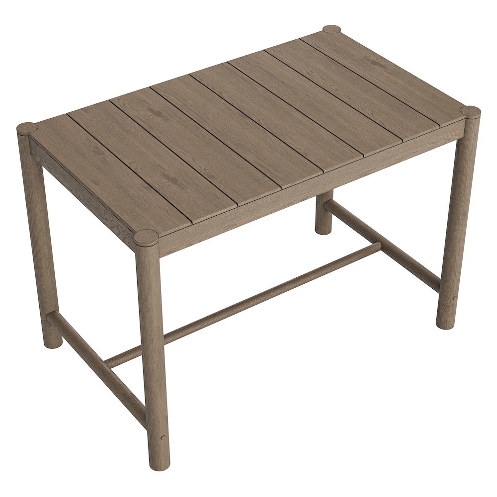 Eleni Rectangle 56-Inch Outdoor Patio Teak Wood Rectangular Bar Table. Picture 6