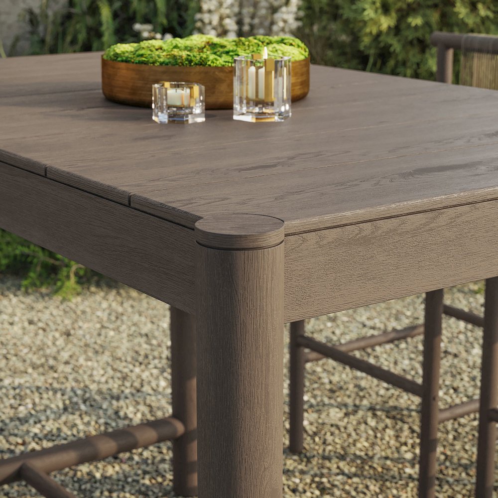 Eleni Rectangle 56-Inch Outdoor Patio Teak Wood Rectangular Bar Table. Picture 9