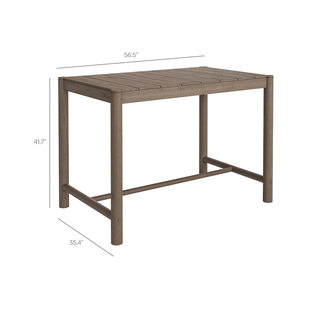 Eleni Rectangle 56-Inch Outdoor Patio Teak Wood Rectangular Bar Table. Picture 3