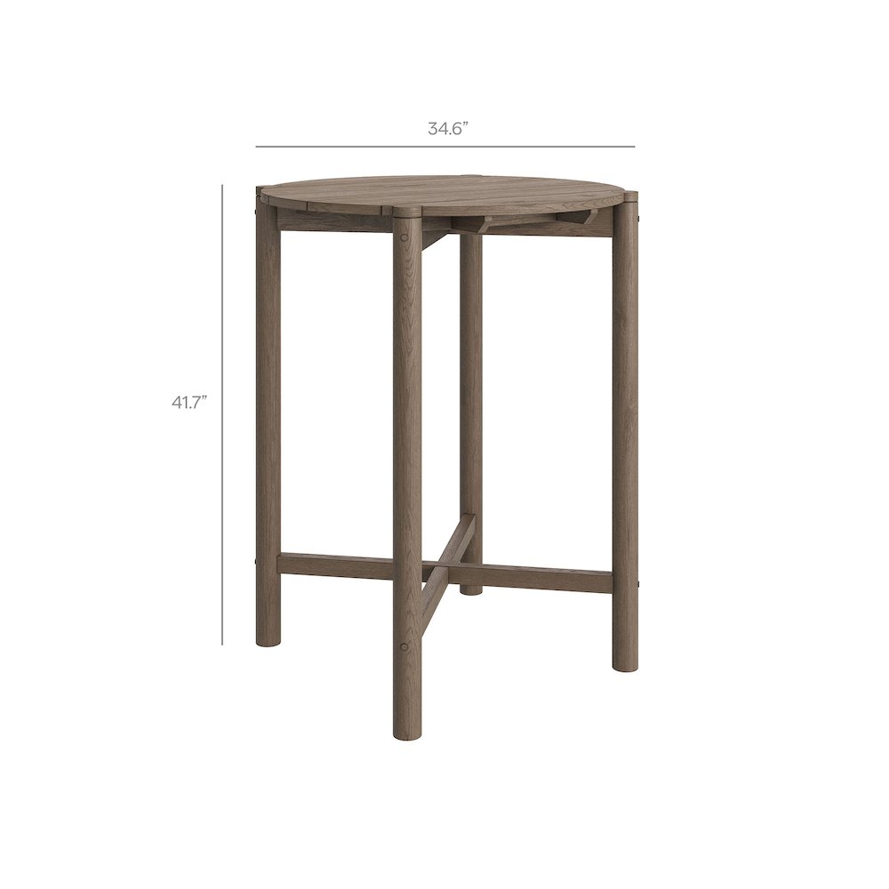 Eleni 3-Piece Outdoor Patio Teak Wood Bar Set. Picture 3