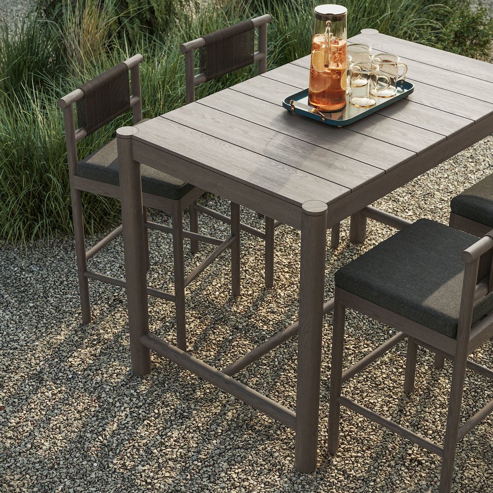 Eleni 5-Piece Outdoor Patio Teak Wood Bar Set. Picture 7