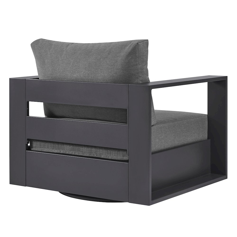 Tahoe Outdoor Patio Powder-Coated Aluminum Swivel Armchair. Picture 5