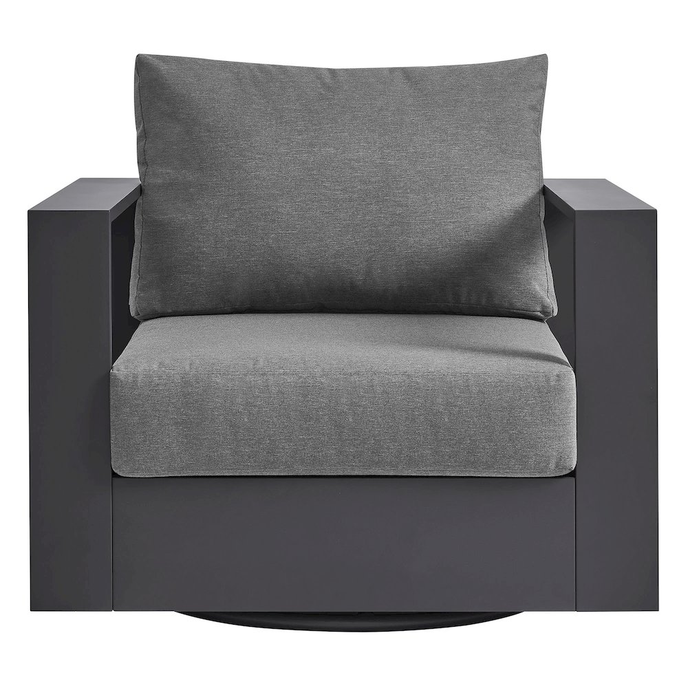 Tahoe Outdoor Patio Powder-Coated Aluminum Swivel Armchair. Picture 6