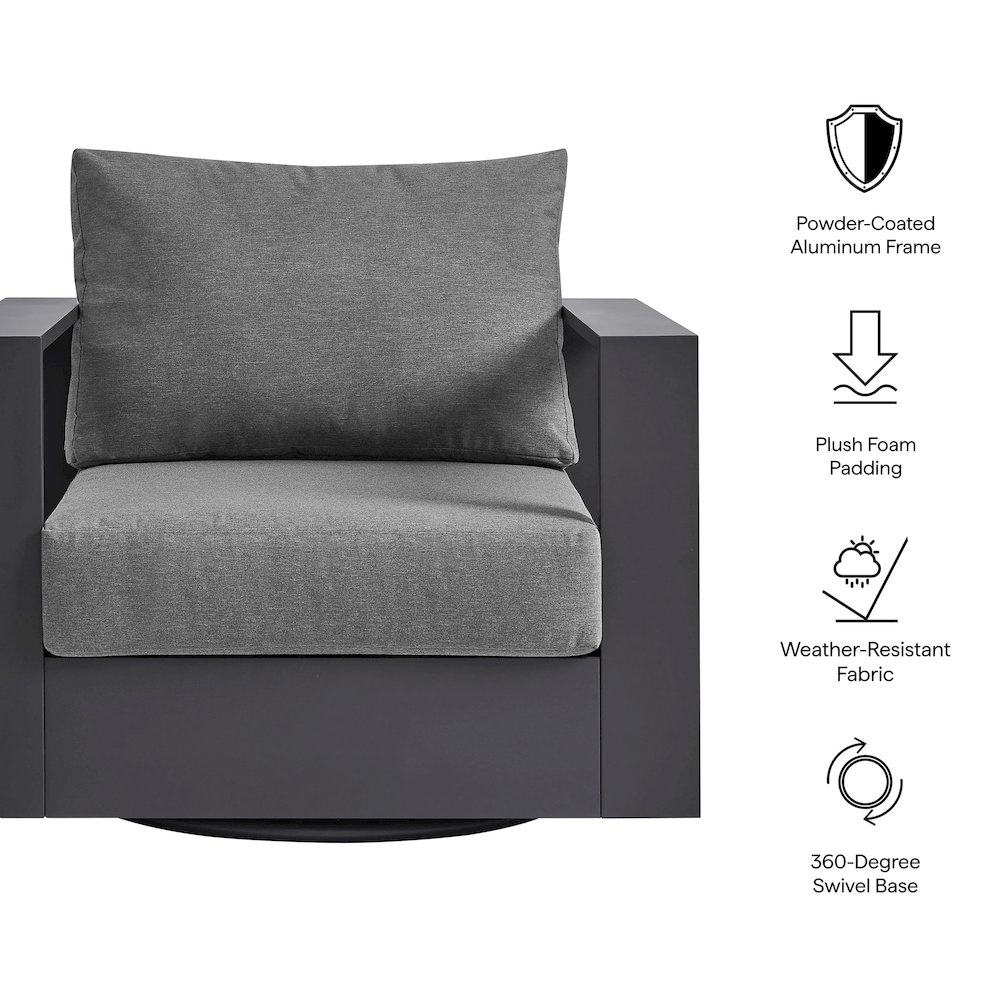 Tahoe Outdoor Patio Powder-Coated Aluminum Swivel Armchair. Picture 2