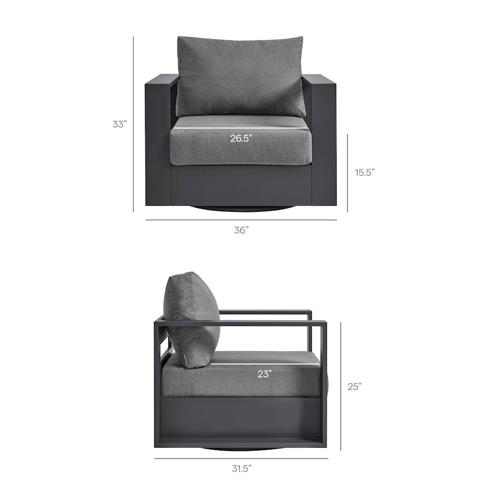 Tahoe Outdoor Patio Powder-Coated Aluminum Swivel Armchair. Picture 3