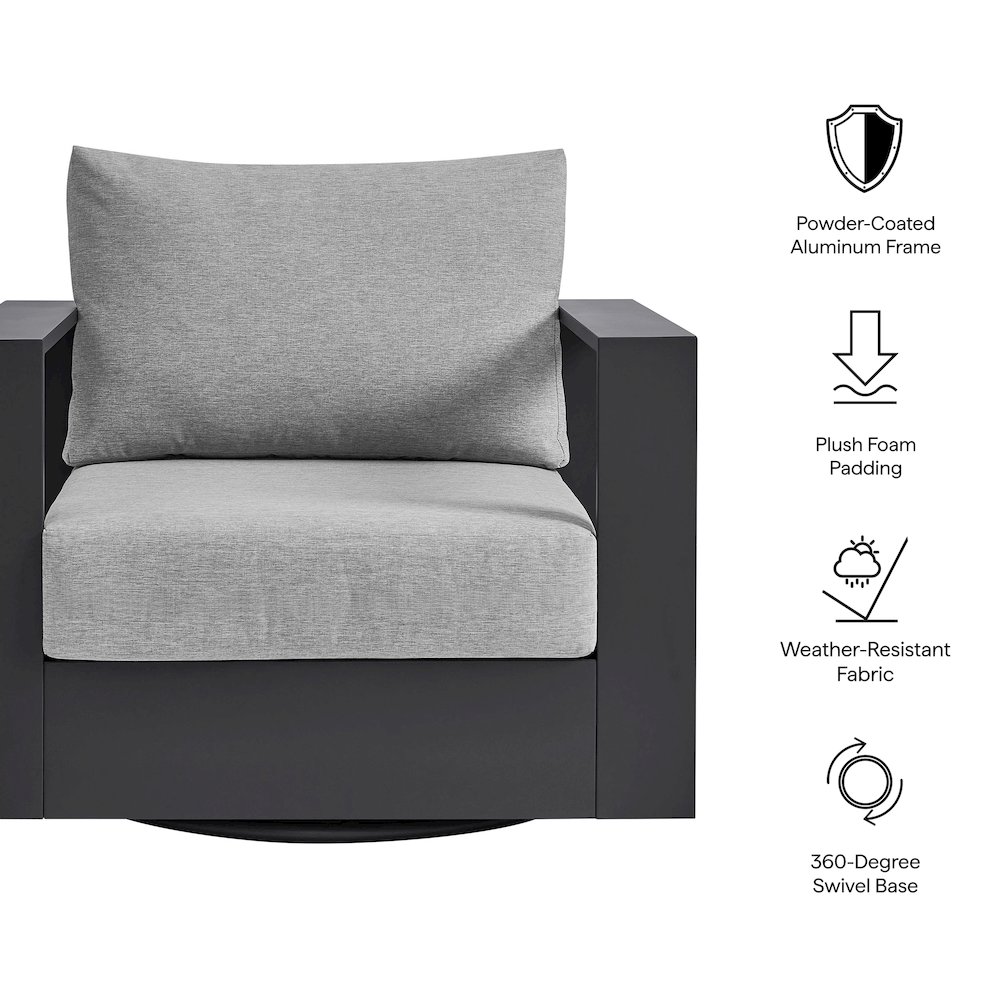 Tahoe Outdoor Patio Powder-Coated Aluminum Swivel Armchair. Picture 2