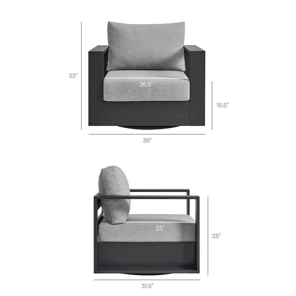 Tahoe Outdoor Patio Powder-Coated Aluminum Swivel Armchair. Picture 3