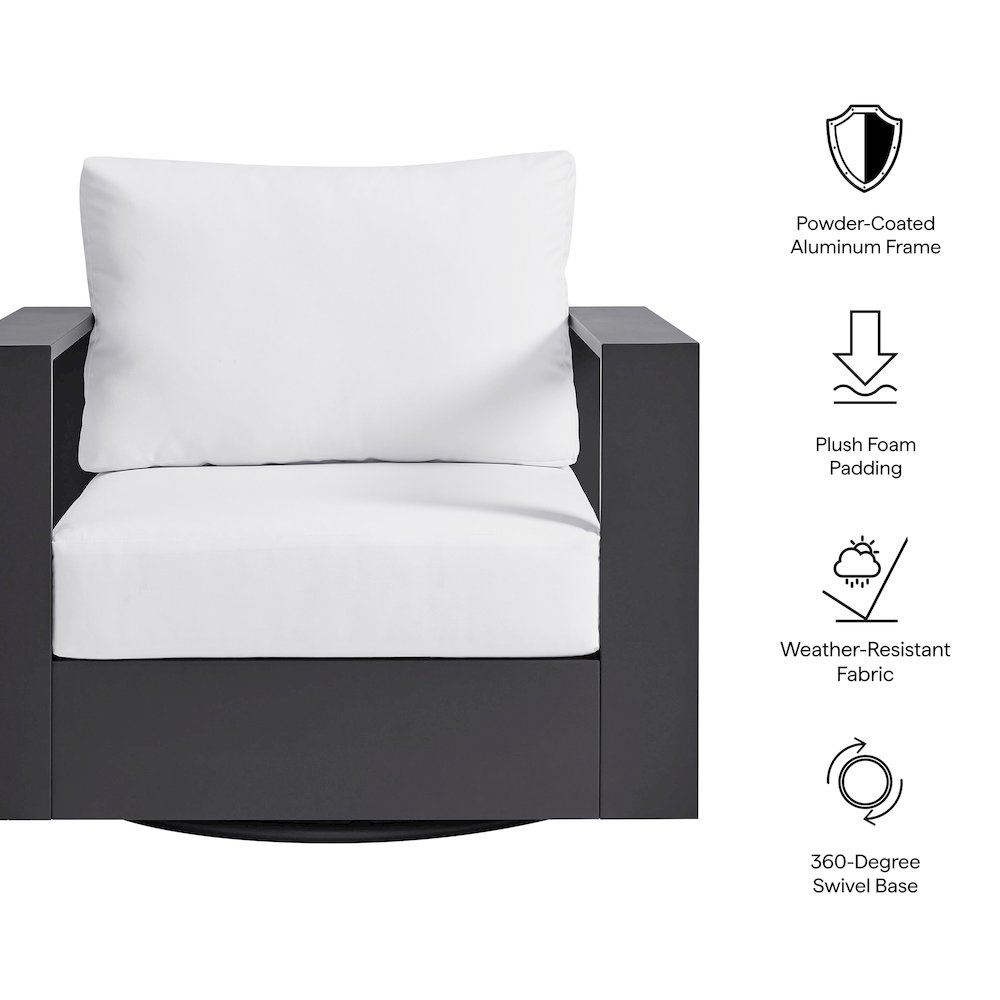 Tahoe Outdoor Patio Powder-Coated Aluminum Swivel Armchair. Picture 2