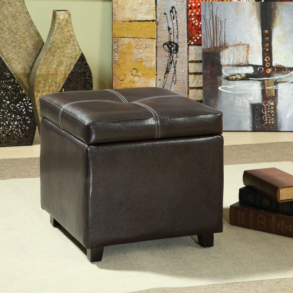Treasure Upholstered Vinyl Ottoman. Picture 3