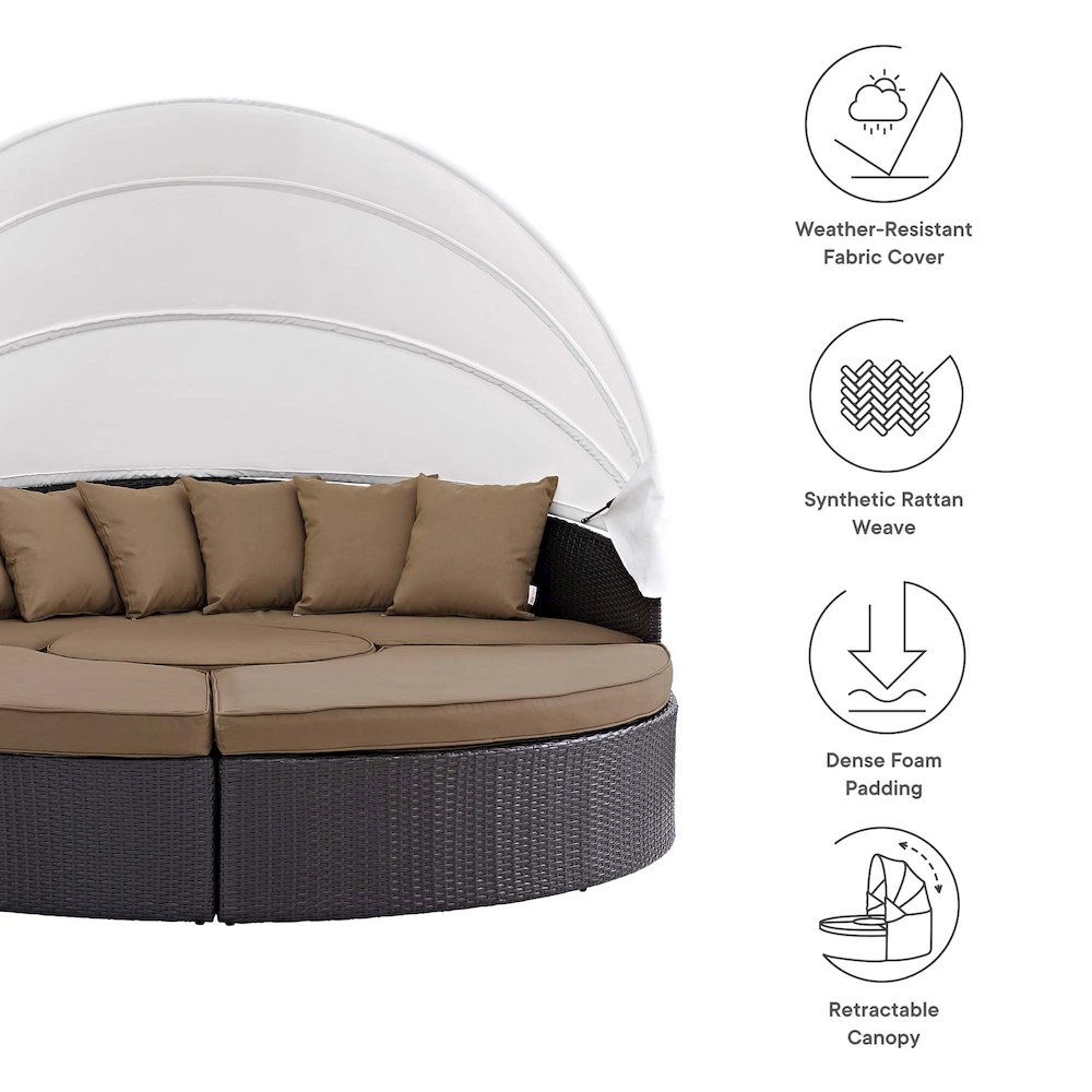 Quest Outdoor Patio Wicker Rattan Canopy Sectional Daybed. Picture 2