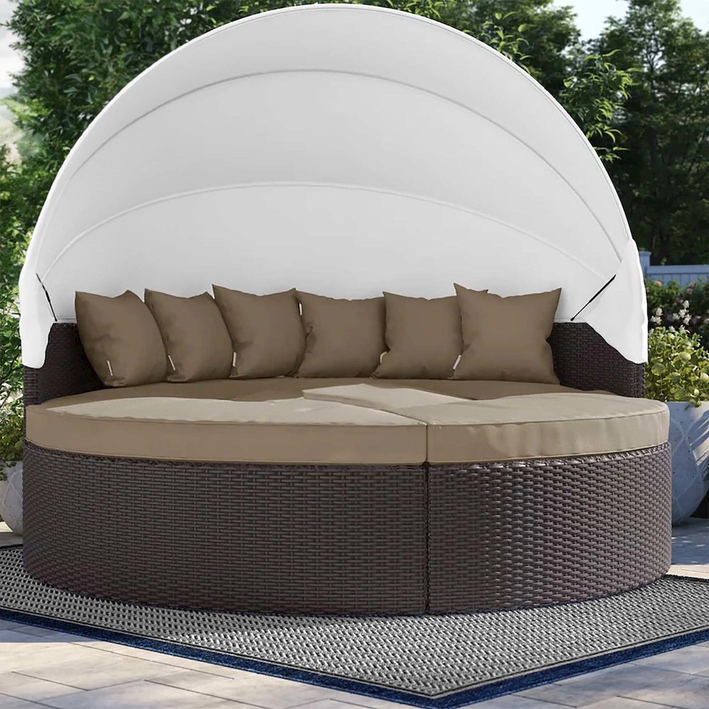 Quest Outdoor Patio Wicker Rattan Canopy Sectional Daybed. Picture 10