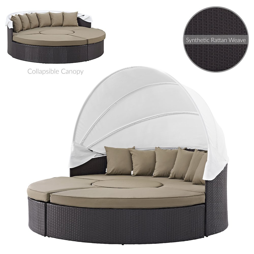 Quest Outdoor Patio Wicker Rattan Canopy Sectional Daybed. Picture 3