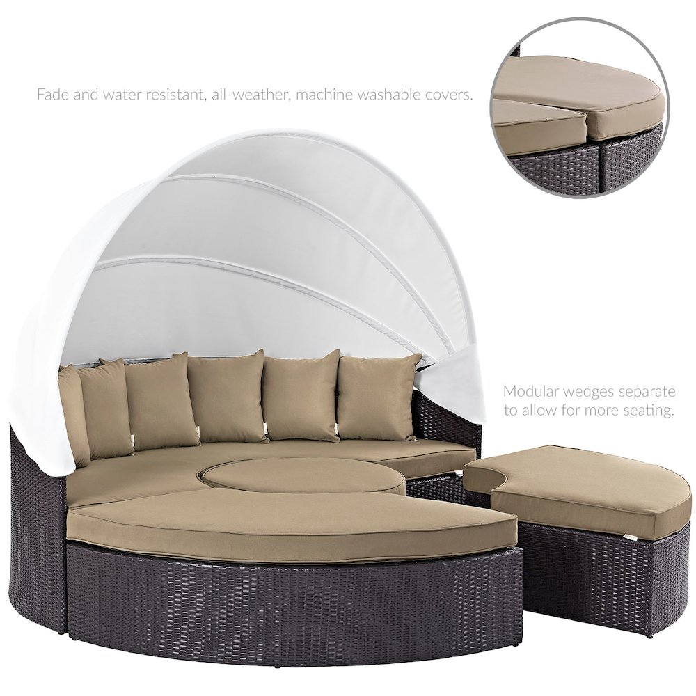 Quest Outdoor Patio Wicker Rattan Canopy Sectional Daybed. Picture 4