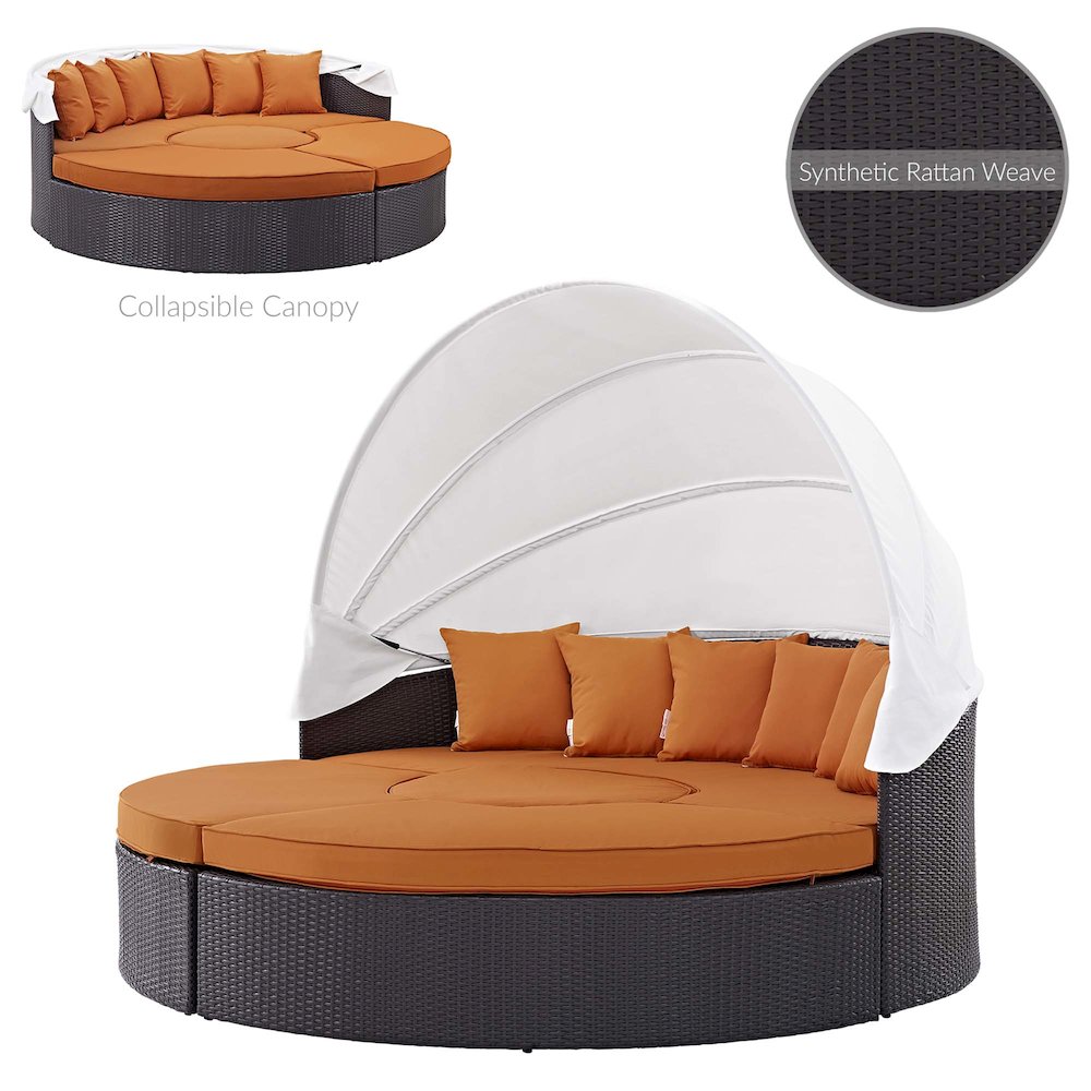 Quest Outdoor Patio Wicker Rattan Canopy Sectional Daybed. Picture 2