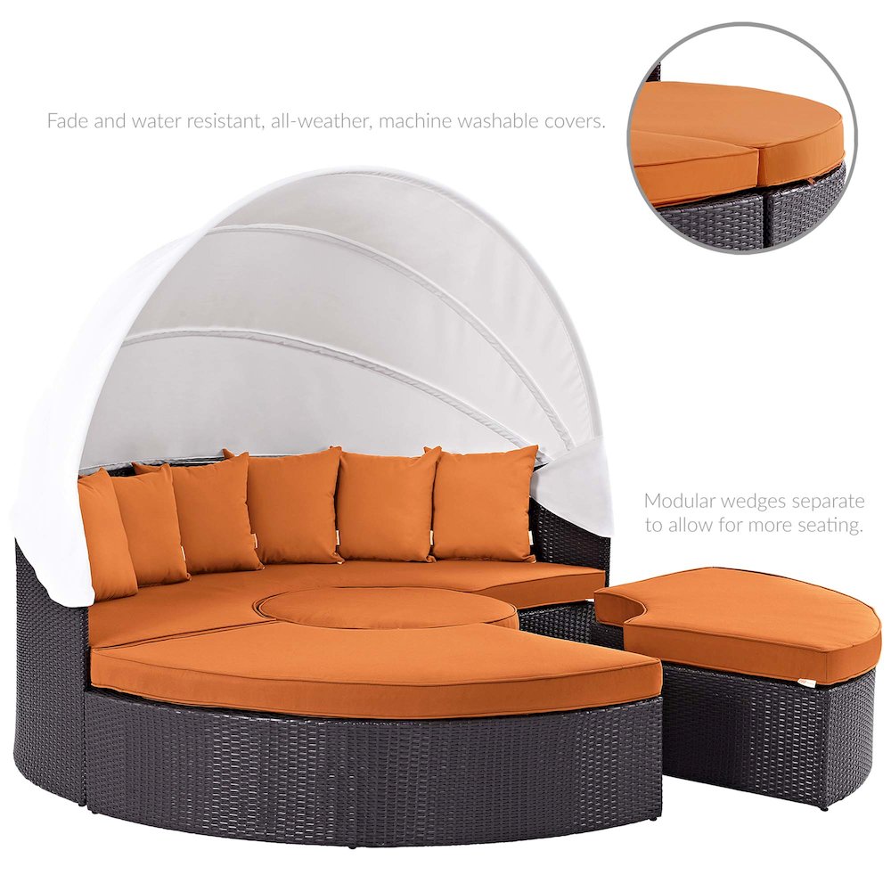 Quest Outdoor Patio Wicker Rattan Canopy Sectional Daybed. Picture 3