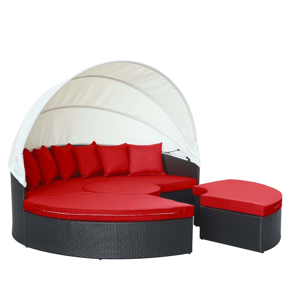 Quest Outdoor Patio Wicker Rattan Canopy Sectional Daybed. Picture 5