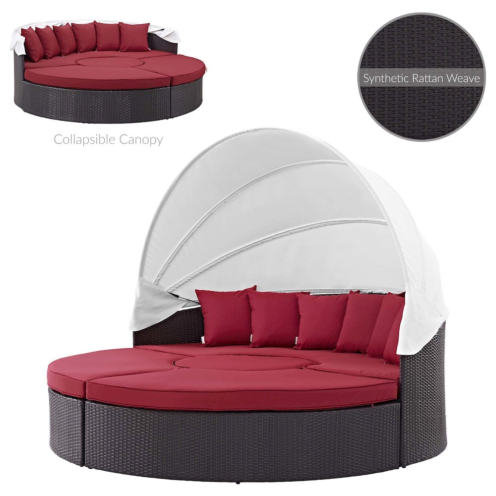 Quest Outdoor Patio Wicker Rattan Canopy Sectional Daybed. Picture 2