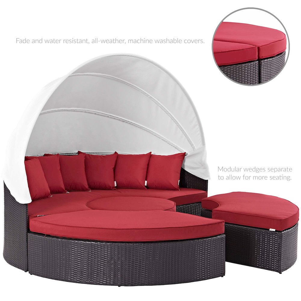 Quest Outdoor Patio Wicker Rattan Canopy Sectional Daybed. Picture 3