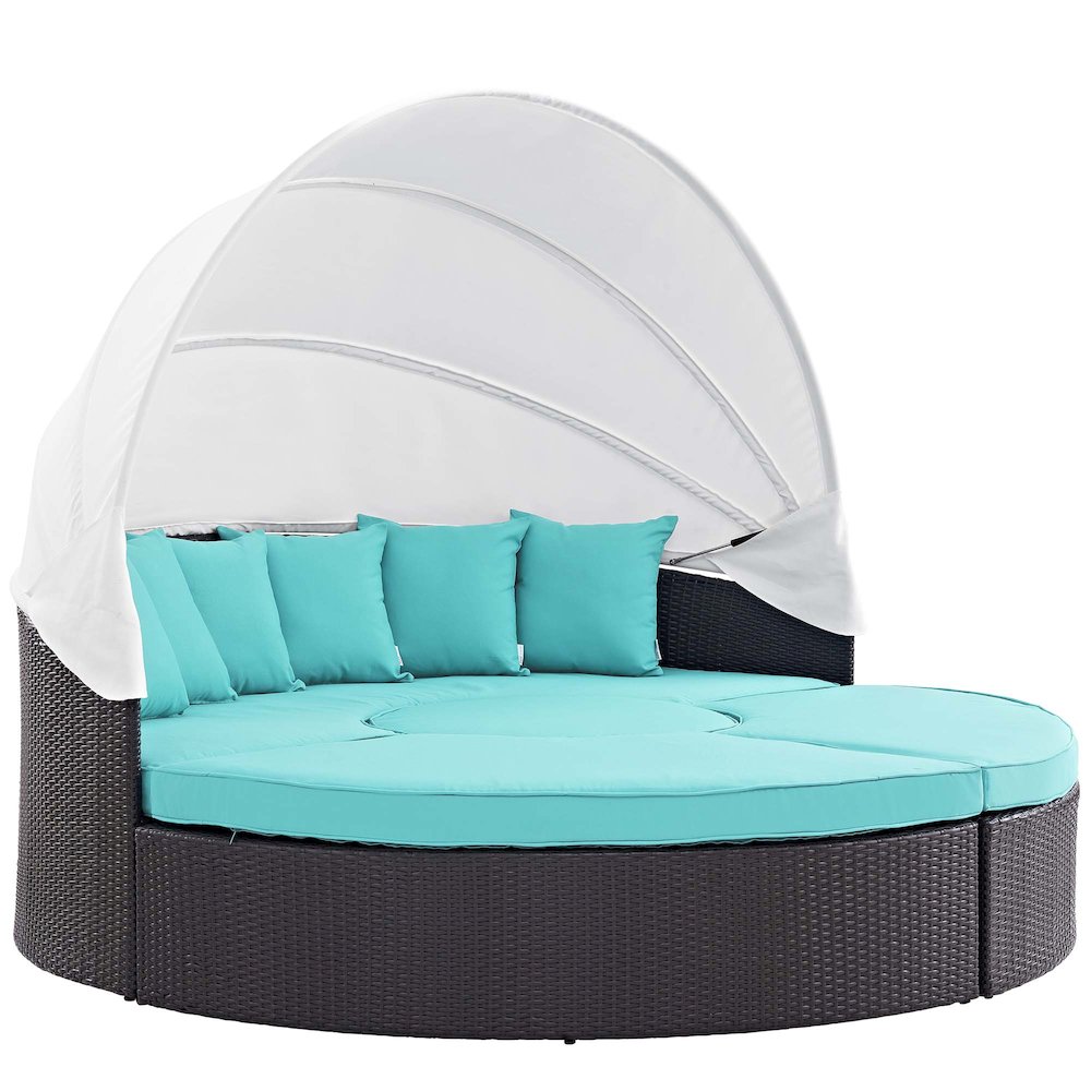 Quest Outdoor Patio Wicker Rattan Canopy Sectional Daybed. Picture 8