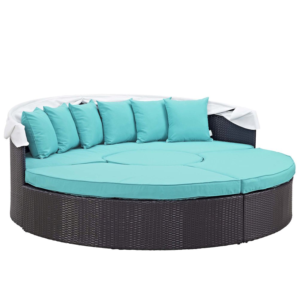 Quest Outdoor Patio Wicker Rattan Canopy Sectional Daybed. Picture 9