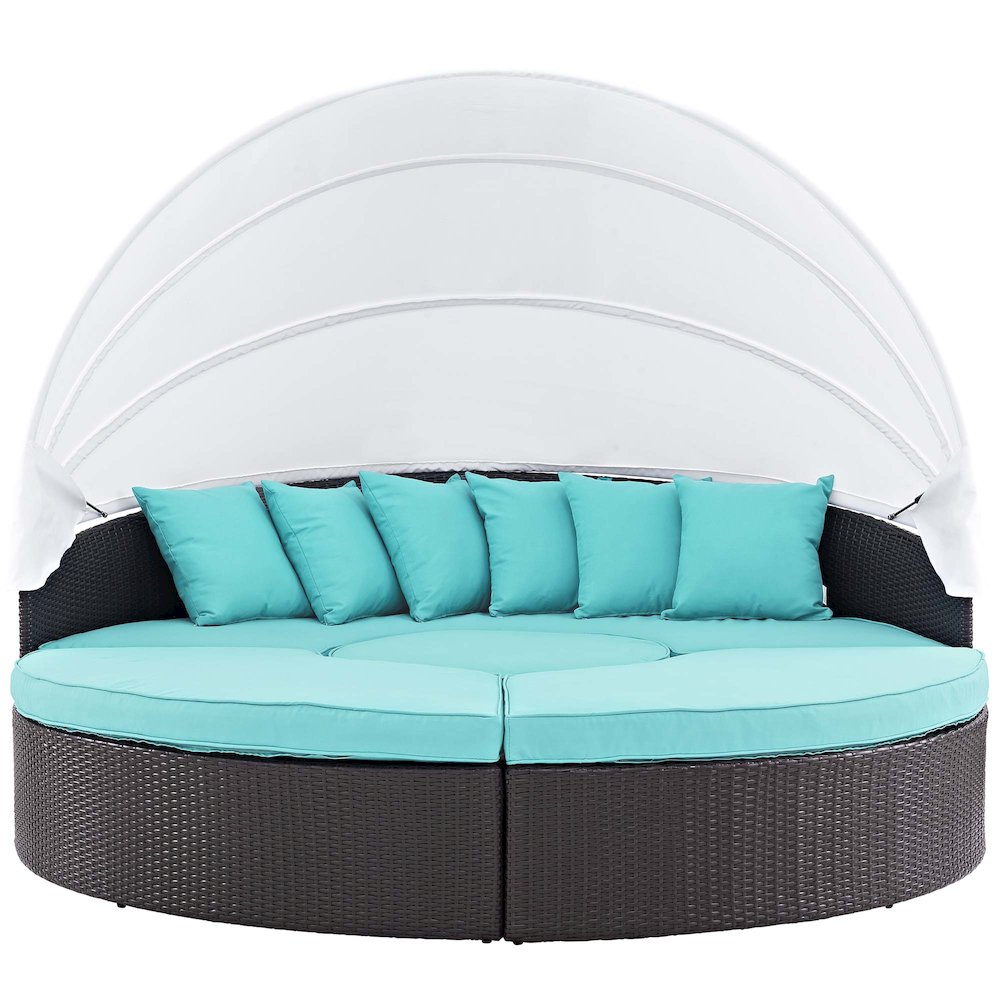Quest Outdoor Patio Wicker Rattan Canopy Sectional Daybed. Picture 10