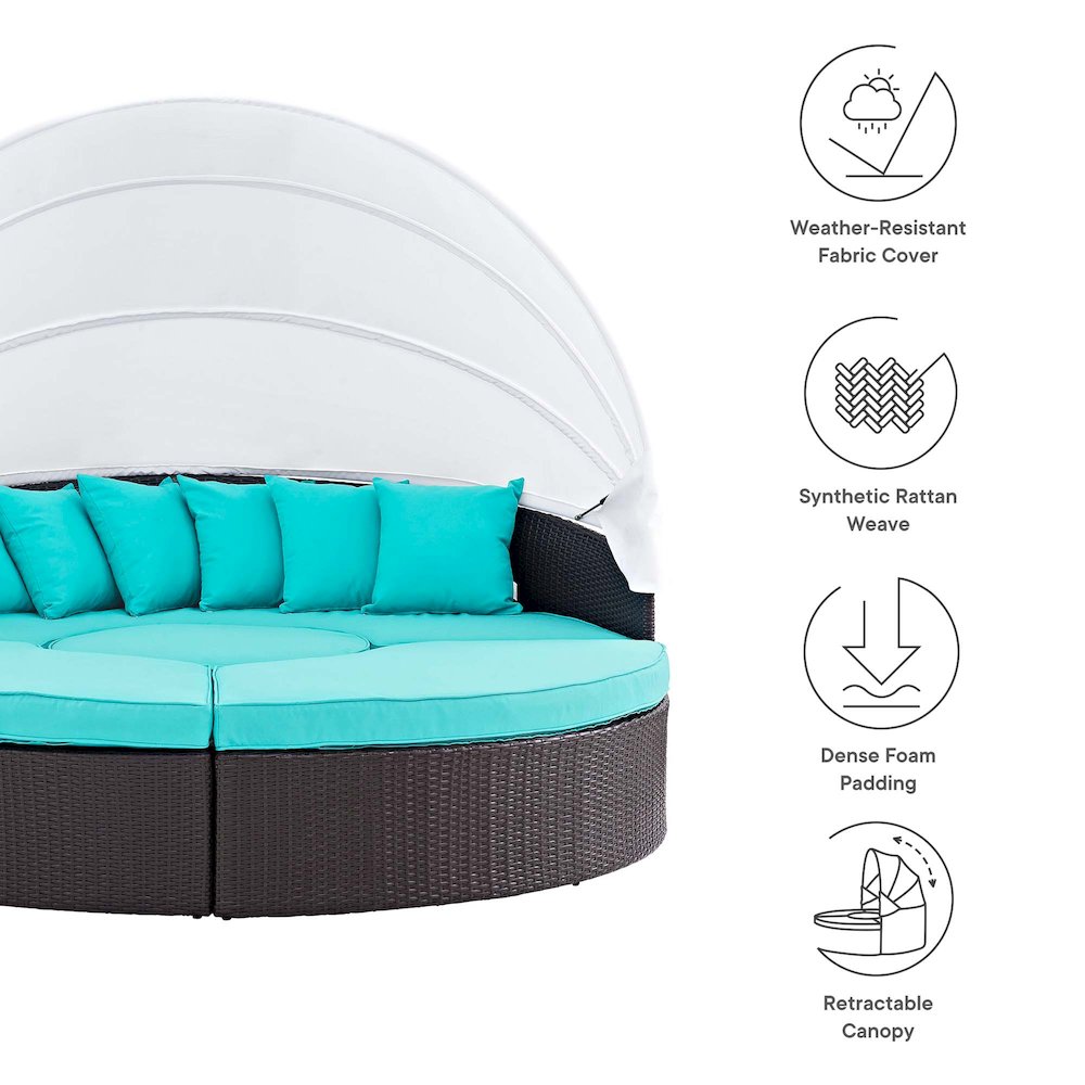 Quest Outdoor Patio Wicker Rattan Canopy Sectional Daybed. Picture 2