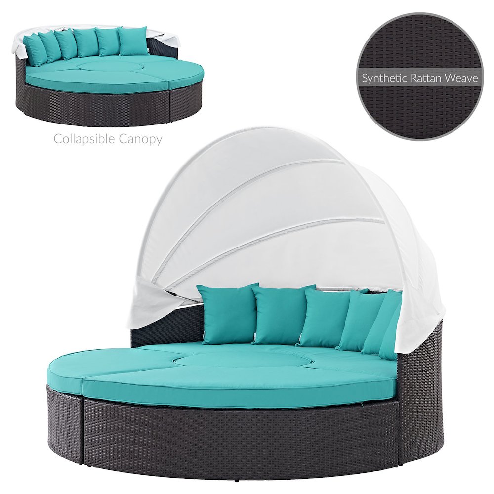 Quest Outdoor Patio Wicker Rattan Canopy Sectional Daybed. Picture 3