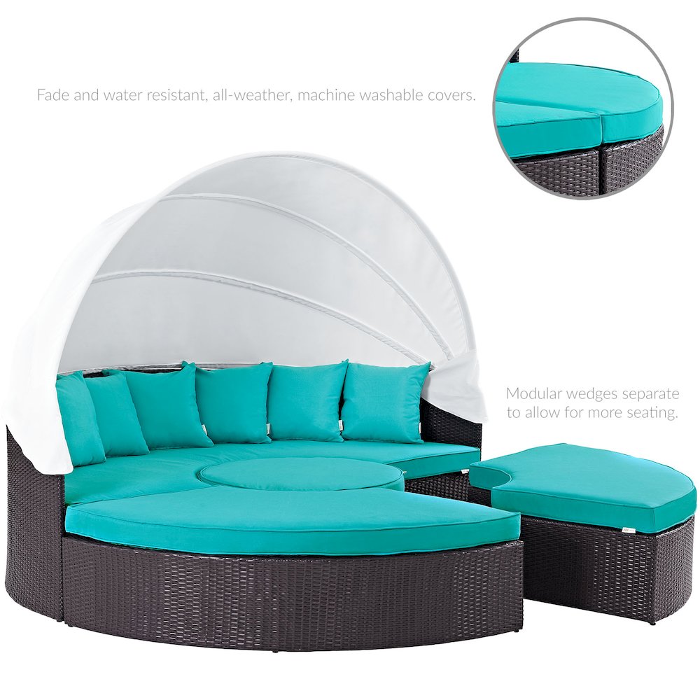 Quest Outdoor Patio Wicker Rattan Canopy Sectional Daybed. Picture 4