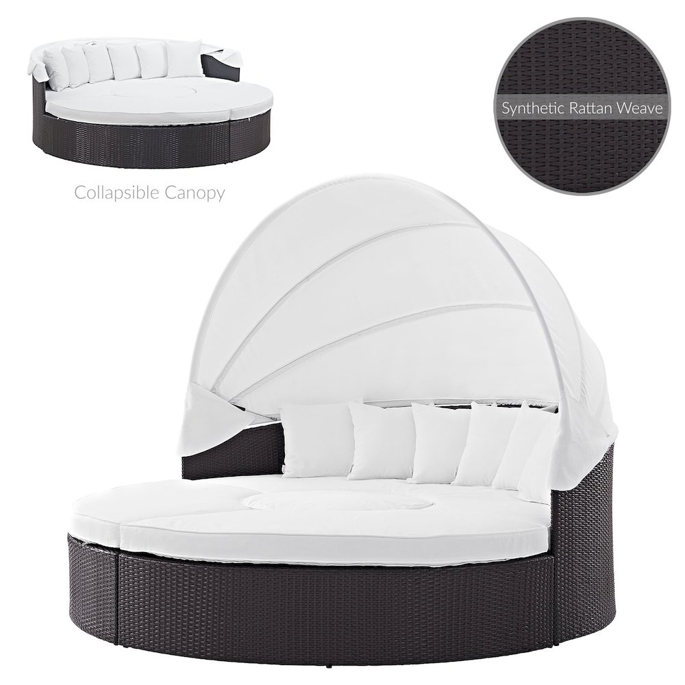 Quest Outdoor Patio Wicker Rattan Canopy Sectional Daybed. Picture 3