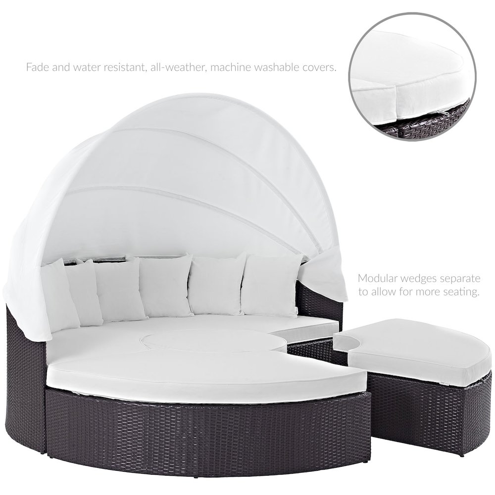 Quest Outdoor Patio Wicker Rattan Canopy Sectional Daybed. Picture 4