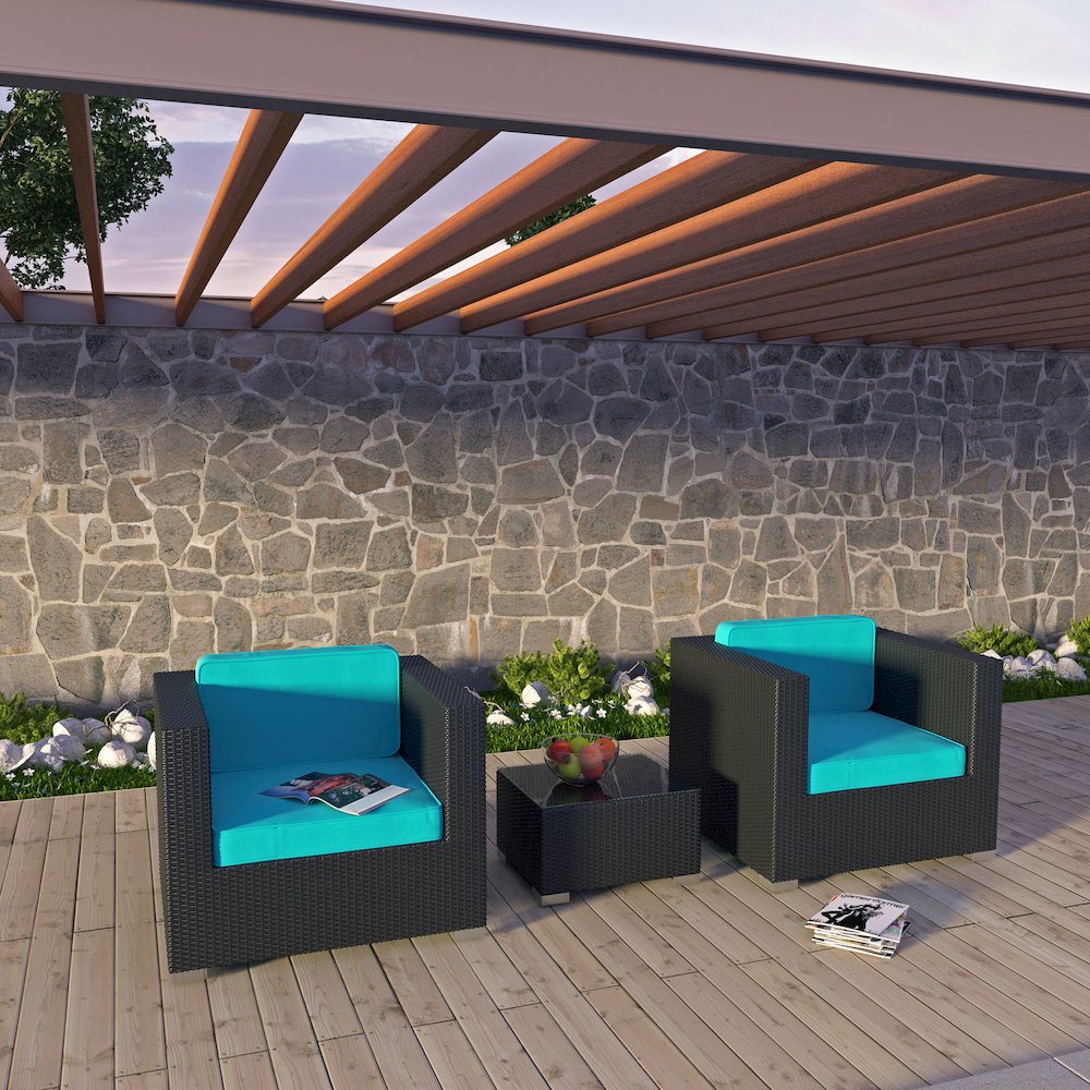 Burrow 3 Piece Outdoor Patio Sofa Set. Picture 4