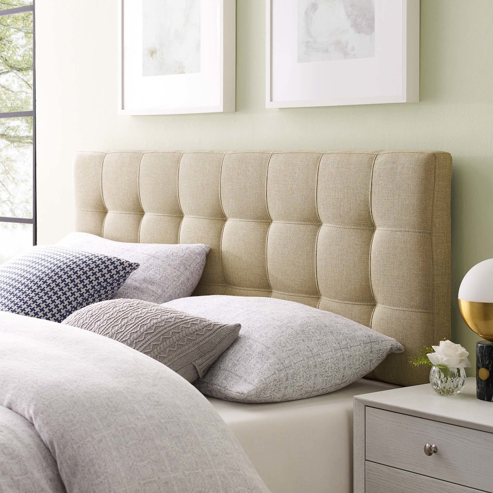 Lily Upholstered Fabric Queen Headboard. Picture 7