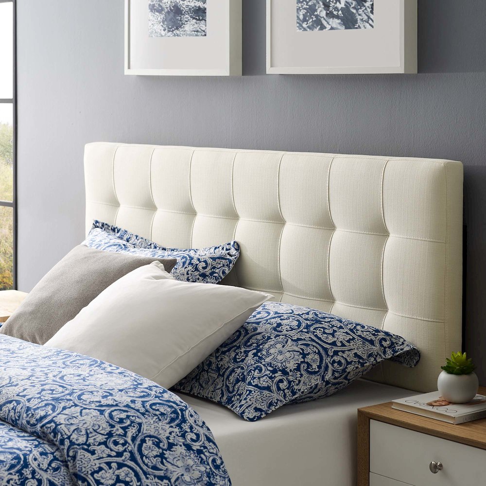 Lily Upholstered Fabric Queen Headboard. Picture 6