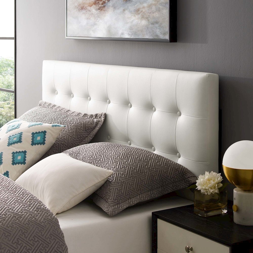 Emily Upholstered Vinyl Queen Headboard. Picture 7