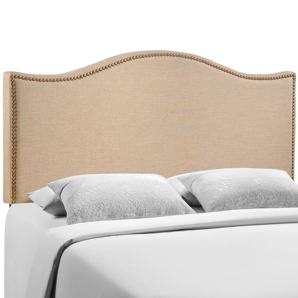 Curl Nailhead Upholstered Queen Headboard. Picture 1