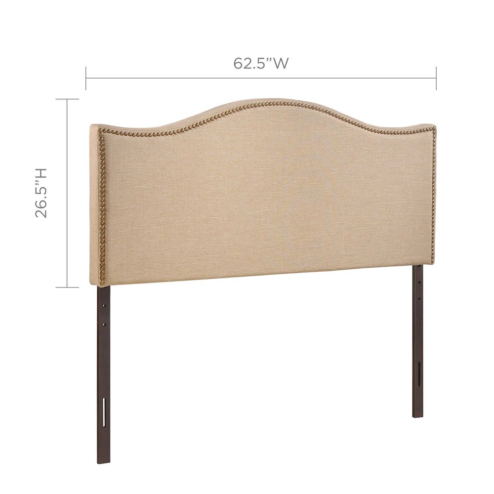 Curl Nailhead Upholstered Queen Headboard. Picture 2