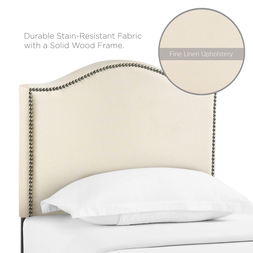 Curl Nailhead Upholstered Twin Headboard. Picture 3